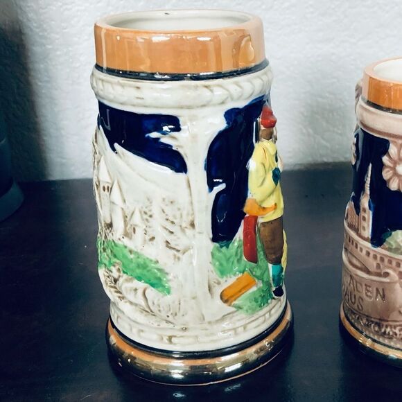 German Beer Stein Couple with Dog Graphic - Picture 2 of 5
